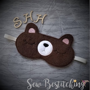 ITH Bear Sleep Mask - 5 x 7 -   DIGITAL Embroidery DESIGN