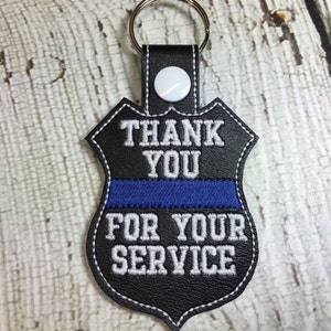 Thank You Badge -  POLICE - Cop - Law Enforcement - In The Hoop - Snap/Rivet Key Fob - Digital Embroidery Design