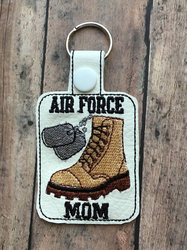 Air Force Mom Combat Boot Dog Tags Key Fob Design Etsy