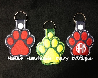 Dog/Coyotes Paw Print- In The Hoop - Snap/Rivet Key Fob - DIGITAL EMBROIDERY DESIGN