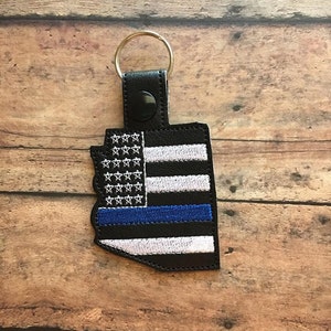 Arizona Thin Blue Line US Flag - Police - Law Enforcement -  Snap Tab- Fob - DIGITAL Embroidery Design