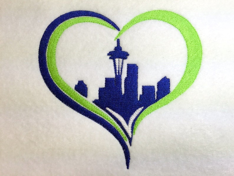 Seattle Skyline HEART Love Seattle Embroidery Design Etsy