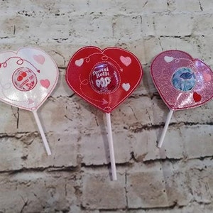 Herz-Sauger Lollipop Halter - Valentinstag - Valentinstag - Candy - Halter-In The Hoop - digitale Stickerei DESIGN