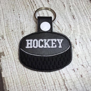 Hockey - Puck - In The Hoop - Snap/Rivet Key Fob - DIGITAL Embroidery Design