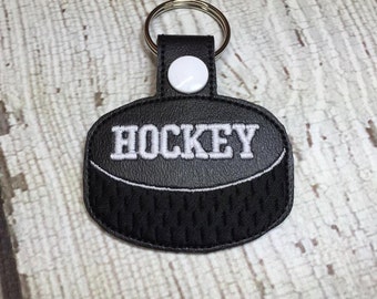 Hockey - Puck - In The Hoop - Snap/Rivet Key Fob - DIGITAL Embroidery Design