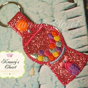 Bubble Gum Machine - Bubble Gum - Candy - Gum - Snap/Rivet Key Fob - DIGITAL Embroidery Design