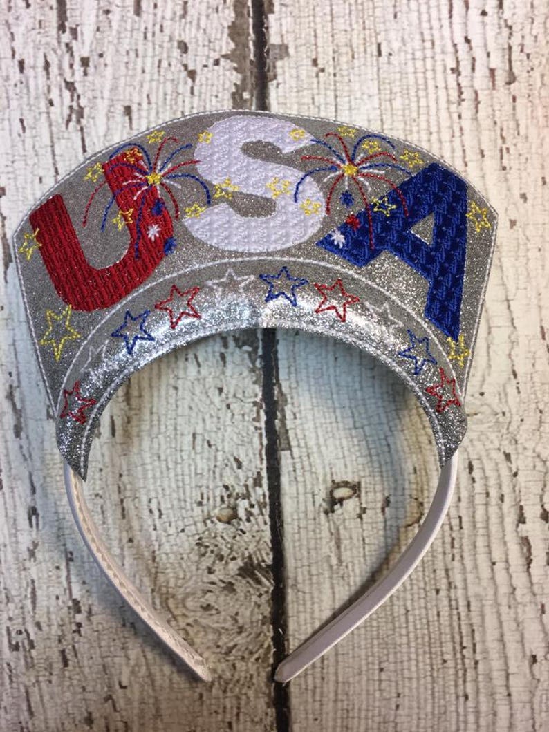 USA Crown 4th of July ITH Headband Slip On 5 x 7 Only Digital Embroidery DESIGN image 1