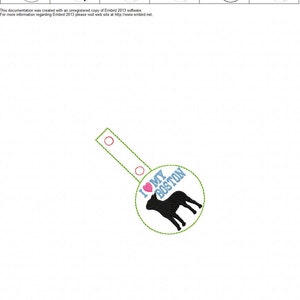 I Love My Boston Terrier - DOG In The Hoop - Snap/Rivet Key Fob - DIGITAL Embroidery Design