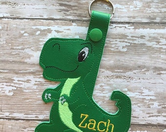 4"  Dinosaur - Dino - T-Rex  - Bag Tag - 5 x 7 ONLY - DIGITAL Embroidery Design