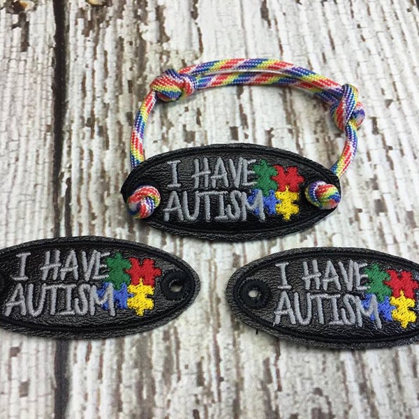 I Have Autism - Puzzle Pieces -  ITH - Bracelet Tab - DIGITAL Embroidery DESIGN