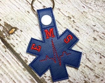 EMS - Paramedic - EMT - In The Hoop - Snap/Rivet Key Fob - DIGITAL Embroidery Design