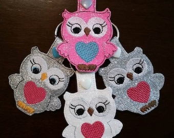 Owl - Heart - In The Hoop - Snap/Rivet Key Fob - DIGITAL Embroidery Design