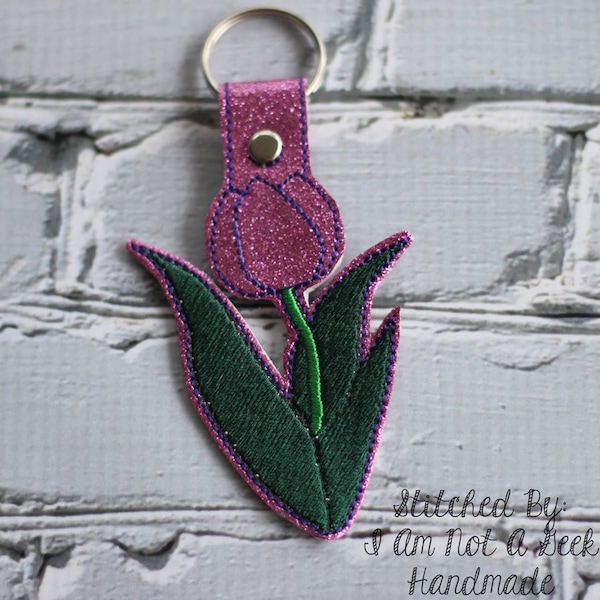 Tulip - Flower - Spring - Key Fob In The Hoop - DIGITAL Embroidery DESIGN