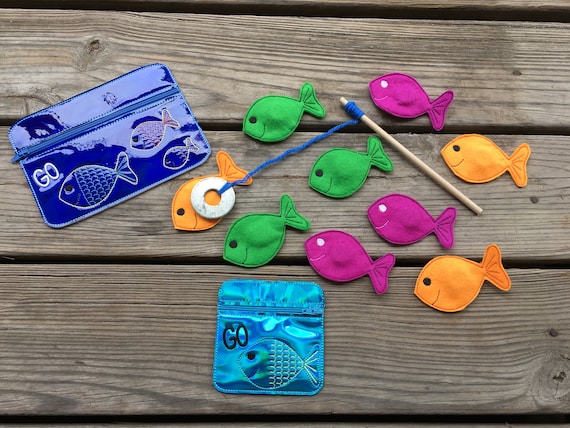 ITH Go Fish Game Magnetic Fish Fishing Game 4 X 4 and 5 X 7 Zipper