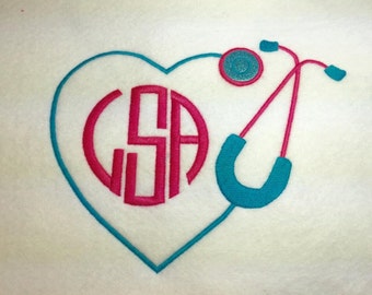 Heart Stethoscope Border for Monogram - Nurse - Medical - 4 Sizes Included - Embroidery Design -   DIGITAL Embroidery DESIGN