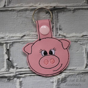 Pig - Snap/Rivet Key Fob - DIGITAL Embroidery Design