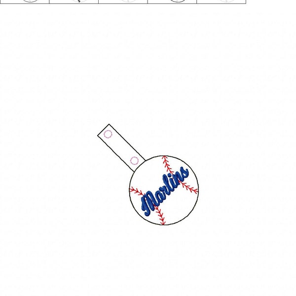 Marlins - Baseball - In The Hoop - Snap/Rivet Key Fob - DIGITAL Embroidery Design