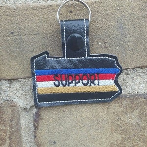 Pennsylvania Support - Police - Fire - EMS - Dispatch - Snap/Rivet Key Fob - DIGITAL Embroidery Design