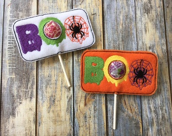 BOO Sucker Lollipop Holder - Halloween - Candy - Holder-  In The Hoop - DIGITAL Embroidery DESIGN