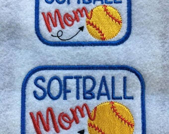 Softball Mom Hat PATCH - 2 Sizes -  DIGITAL Embroidery Design