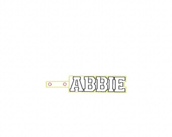 ABBIE Custom Name - In The Hoop - Snap/Rivet Key Fob - DIGITAL Embroidery DESIGN