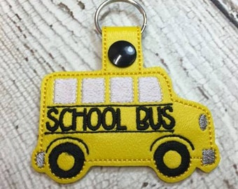 School Bus - Back to School - Key Fob - Digital Embroidery Design