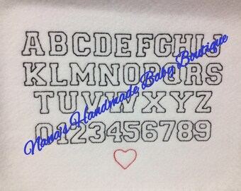 1" Freshman Outline FONT SET with Heart Included  BX format Included - Digital Embroidery Design