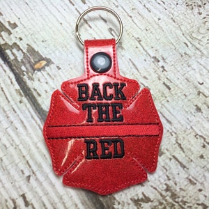 Back the Red - Fireman - Maltese Cross - Firefighter - Fireman - In The Hoop - Snap/Rivet Key Fob - DIGITAL Embroidery Design