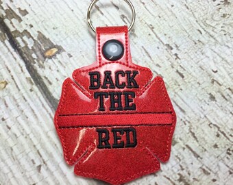 Back the Red - Fireman - Maltese Cross - Firefighter - Fireman - In The Hoop - Snap/Rivet Key Fob - DIGITAL Embroidery Design