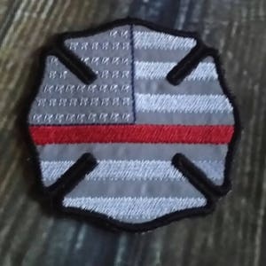 US Flag Maltese Cross Hat PATCH - Fire Fighter - Fire Department -  Digital Embroidery Design