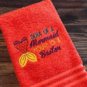 Soul of a Mermaid - Mouth of a Sailor  - Towel Design - 2 Sizes Included - Embroidery Design -   DIGITAL Embroidery DESIGN