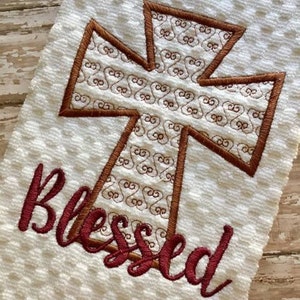 Blessed - Cross - Applique - 2 Different Motif Fill Styles - DIGITAL Embroidery Design