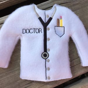 100% In the Hoop  - Doctor - Medical - Stethoscope - Doll Sweater - 5 x 7 Only - Fleece is Suggested -  DIGITAL Embroidery Design