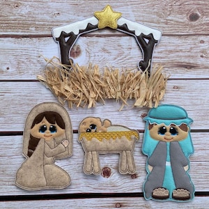 LARGE Nativity - Holy Family - Wreath Set - 4 x 4,  5 x 7, 6 x 10 and 8 x 12 Included  - DIGITAL Embroidery Design