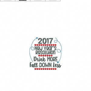2017 New Year's Resolution Drinking Towel Design 2 Sizes Included Embroidery Design DIGITAL Embroidery DESIGN image 3