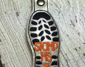 Multiple Sclerosis - MS Awareness -Stomp Out MS - Awareness Ribbon  - Key Fob - Embroidery Design -   DIGITAL Embroidery Design