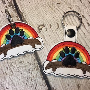 Paw Print Rainbow Bridge  - Dog - Cat - Eyelet and Tab Versions are Included- In The Hoop - Snap/Rivet Key Fob - DIGITAL Embroidery Design