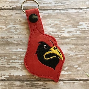 Cardinal - Cardinal Head - Mascot - In The Hoop - Snap/Rivet Key Fob - DIGITAL EMBROIDERY DESIGN