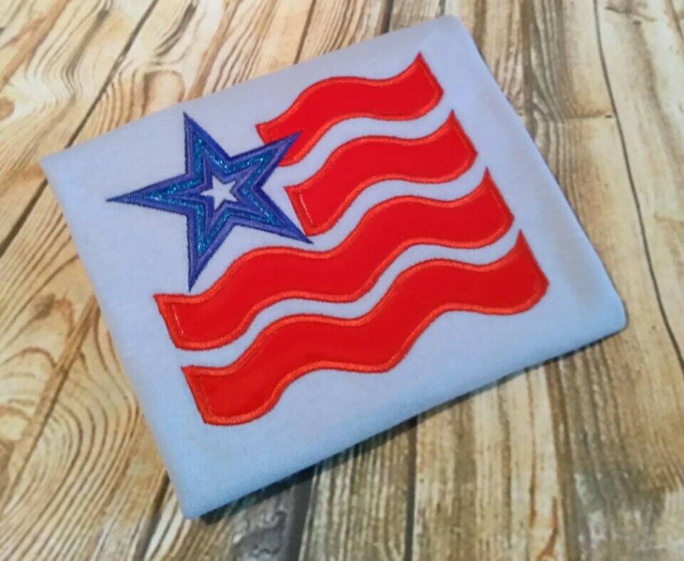 Flag 4th of july applique 3 sizes included embroidery  etsy