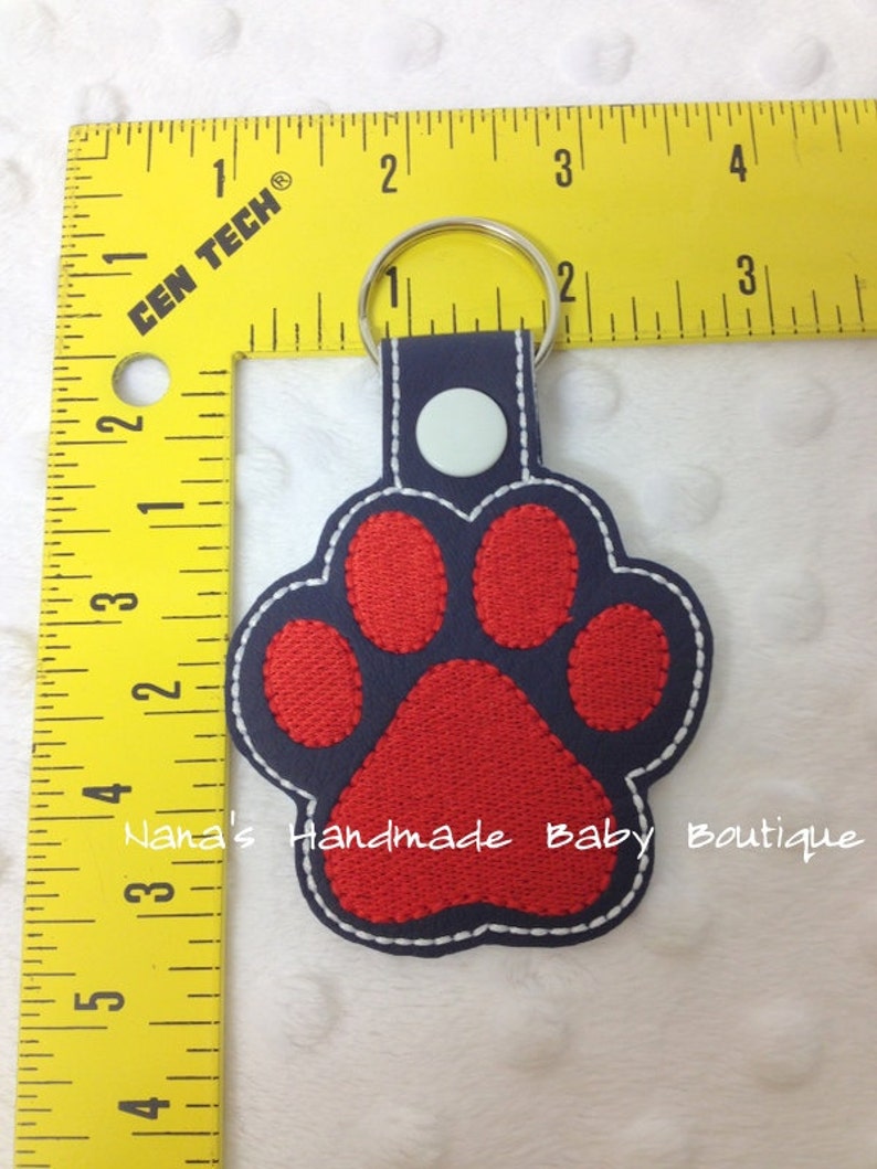 Dog/Coyotes Paw Print In The Hoop Snap/Rivet Key Fob DIGITAL EMBROIDERY DESIGN image 2