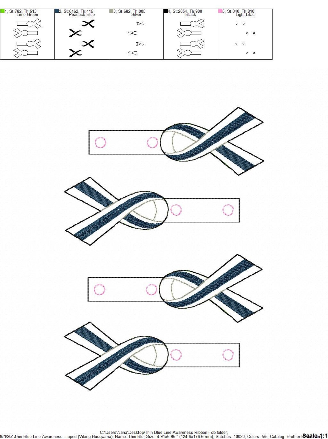Thin Blue Line Police Support Awareness Ribbon Key Fob - Etsy