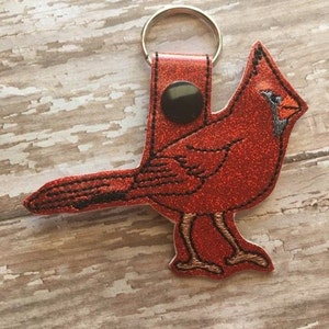 Cardinal - Bird - In The Hoop - Snap/Rivet Key Fob - DIGITAL EMBROIDERY Design