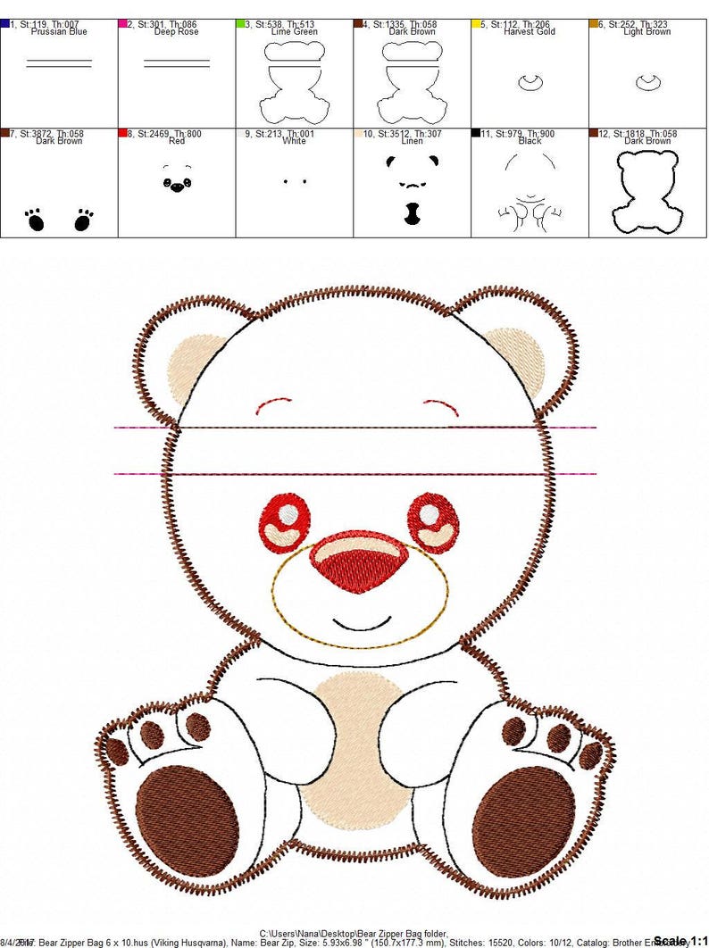 ITH Bear Bag/Pouch Boo Boo Bear 3 Sizes Completely In The Hoop DIGITAL Embroidery design image 4