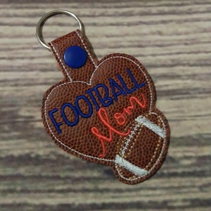 Football Mom  - Heart  - In The Hoop - Snap/Rivet Key Fob - DIGITAL EMBROIDERY DESIGN