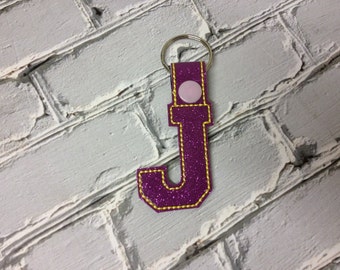 2 Inch Letter "J" SNAP Key Fob In The Hoop - DIGITAL Embroidery DESIGN