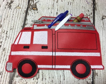 ITH Fire Truck Zipper Bag - Fireman - Firefighter -  3 Sizes -  Completely In The Hoop - DIGITAL Embroidery design