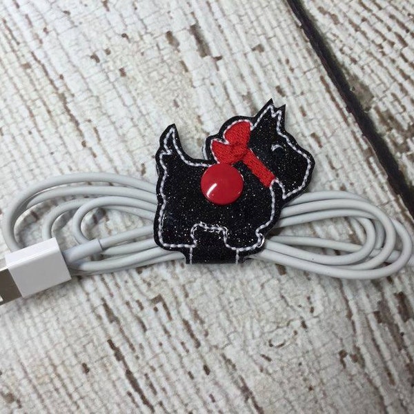 Scottie Dog - Scottish Terrier - Cord Holder - In The Hoop - DIGITAL Embroidery Design