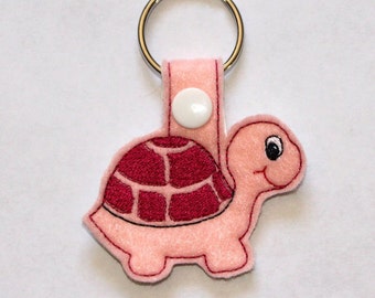 Turtle - Tortoise - In The Hoop - Snap/Rivet Key Fob - Digital Embroidery Design