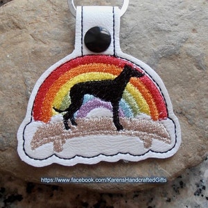 Greyhound Rainbow Bridge  - Sighthound - Dog - Pet Loss - In The Hoop - Snap/Rivet Key Fob - DIGITAL Embroidery Design