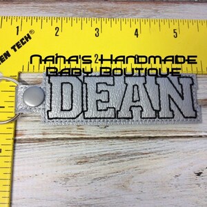 DEAN Custom Name In The Hoop Snap/Rivet Key Fob DIGITAL Embroidery DESIGN image 2